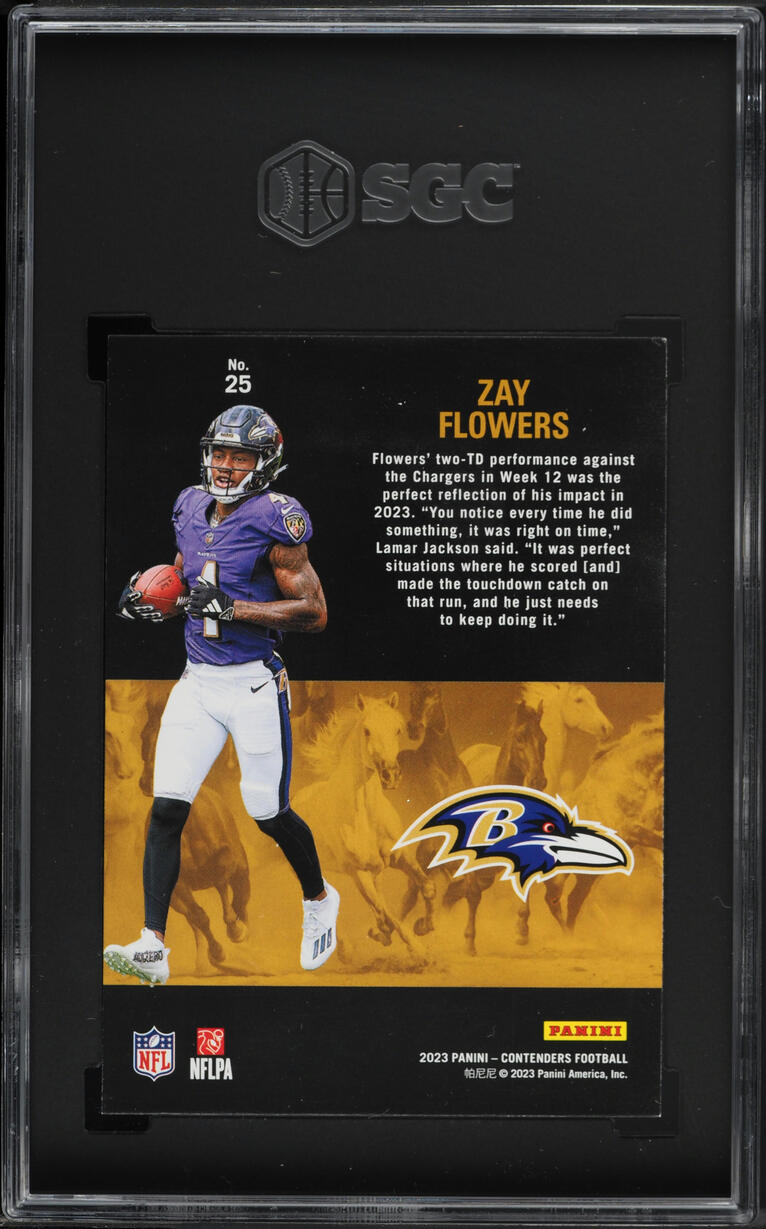2023 Panini Contenders Stallions Zay Flowers ROOKIE #25 SGC 8 NM-MT