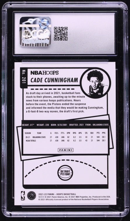 2021 Hoops Purple Cade Cunningham ROOKIE #201 CGC 8.5 NM-MT+