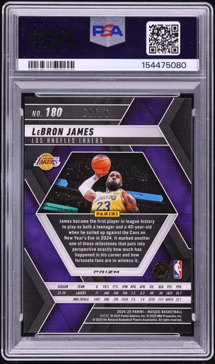 2024 Panini Mosaic Blue Camo Fast Break Prizm LeBron James /35 #180 PSA 10 GEM MINT