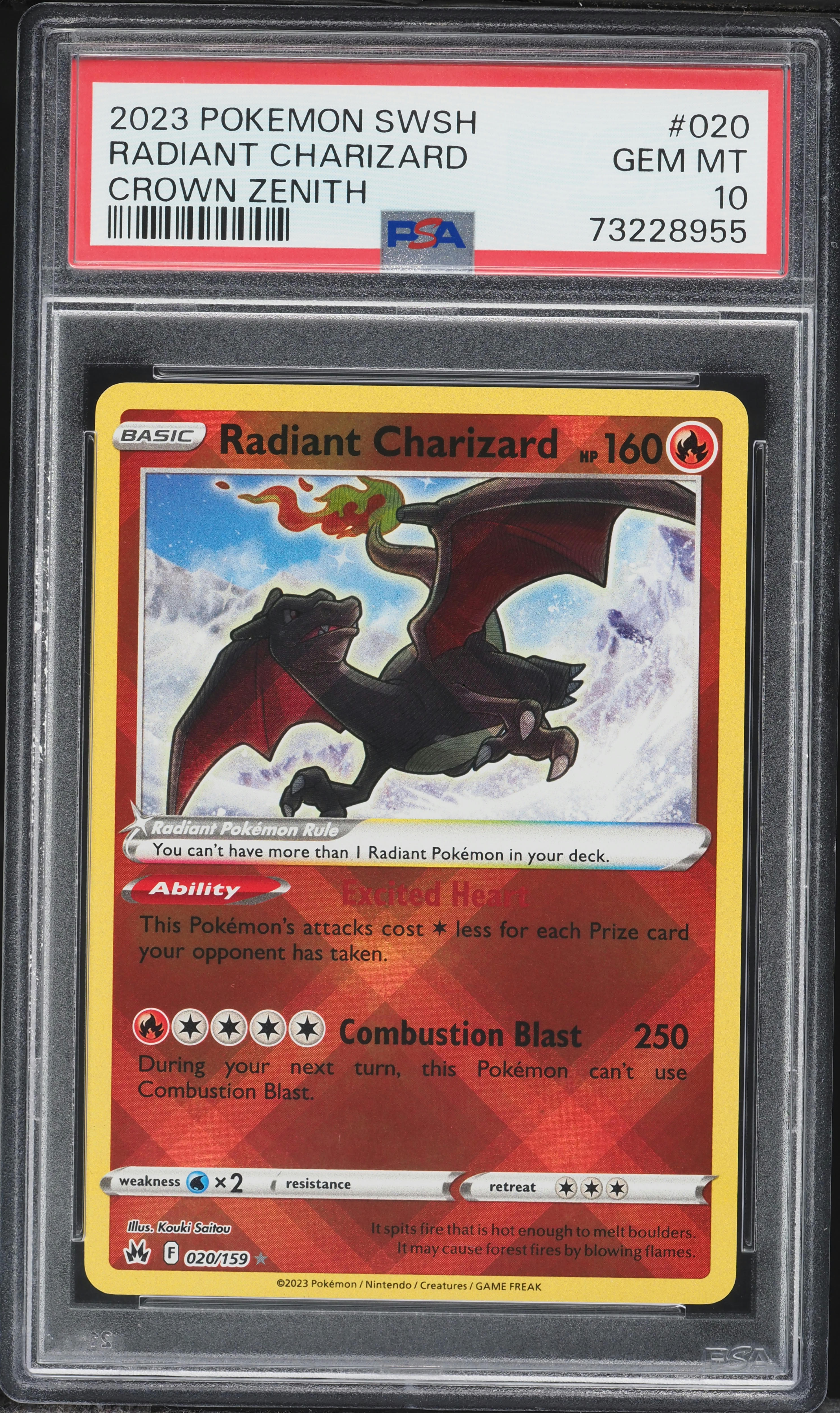 2023 Pokemon Sword & Shield Crown Zenith Holo Radiant Charizard #20 PSA 10 GEM MINT