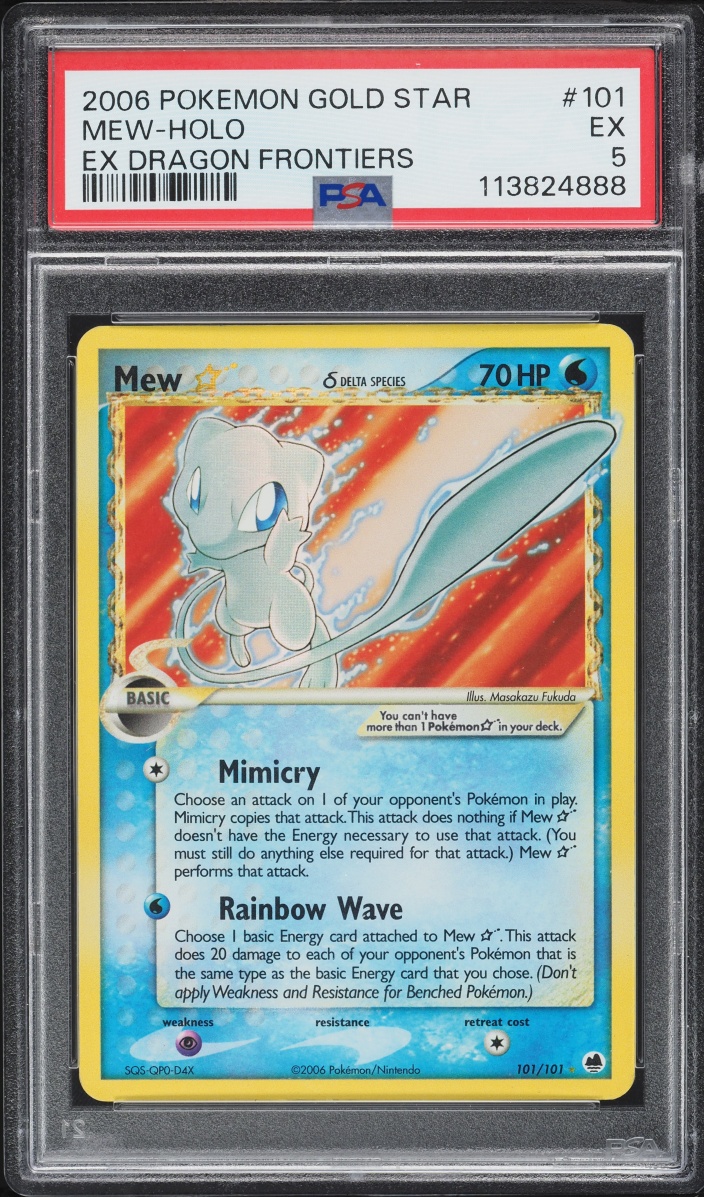 2006 Pokemon EX Dragon Frontiers Holo Mew Gold Star #101 PSA 5 EX