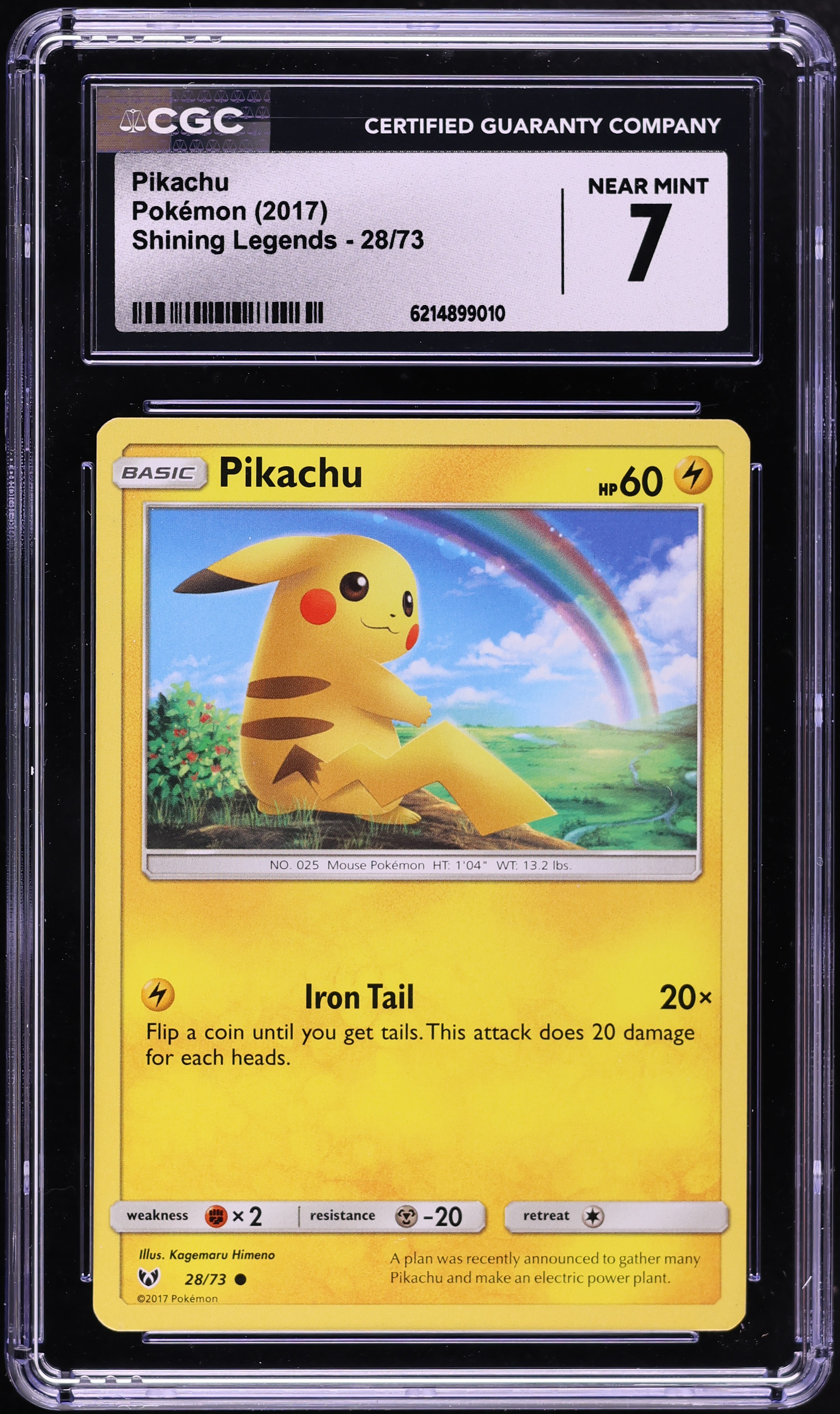 2017 Pokemon Sun & Moon Shining Legends Pikachu #28 CGC 7 NRMT