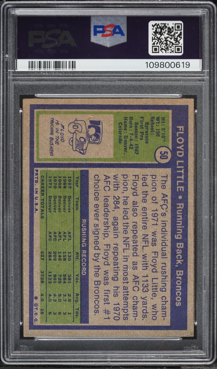 1972 Topps Football Floyd Little #50 PSA 4 VGEX