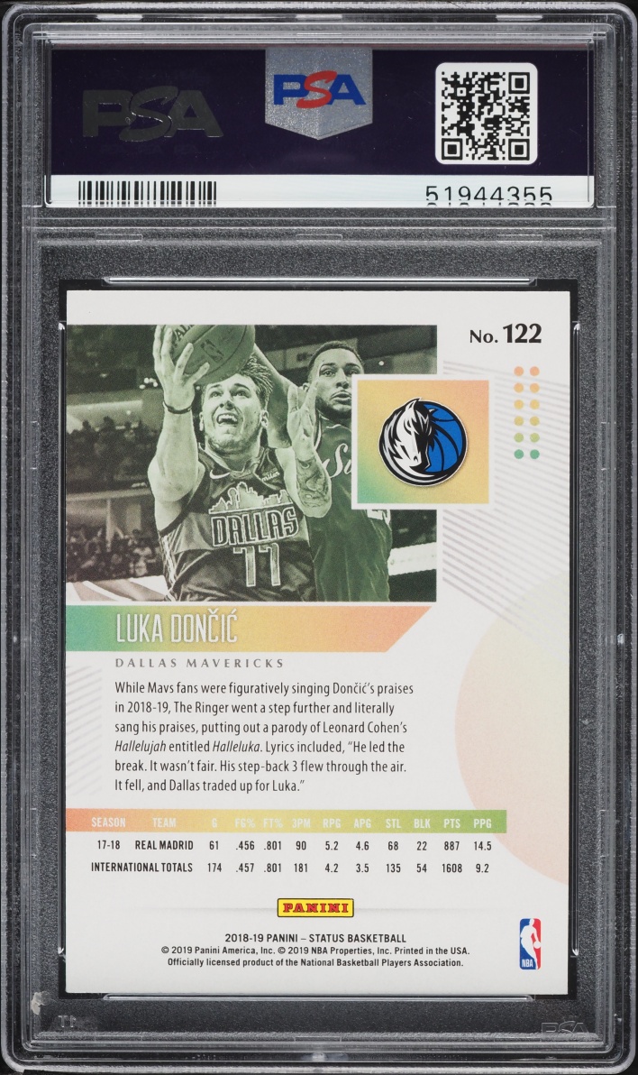 2018 Panini Status Luka Doncic ROOKIE #122 PSA 10 GEM MINT