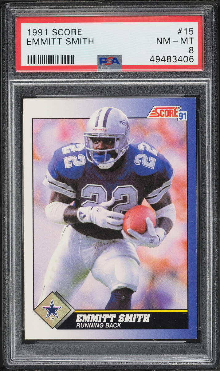 1991 Score Football Emmitt Smith #15 PSA 8 NM-MT