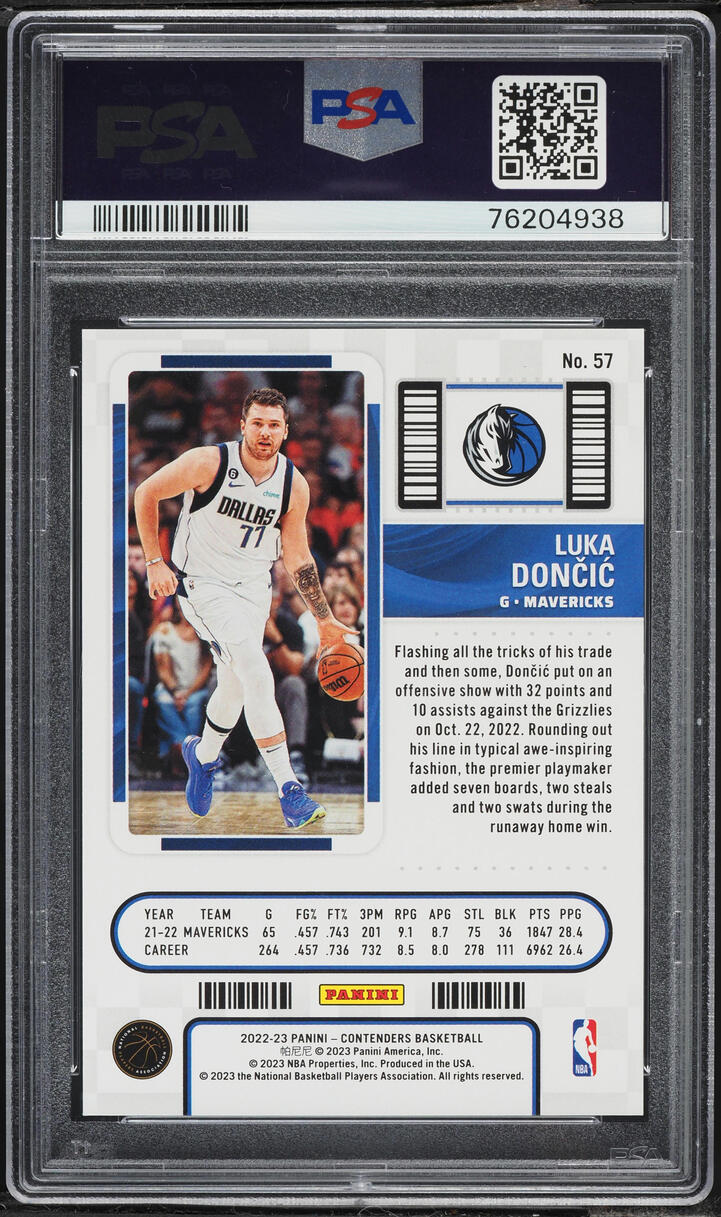 2022 Panini Contenders Purple Luka Doncic /25 #57 PSA 10 GEM MINT