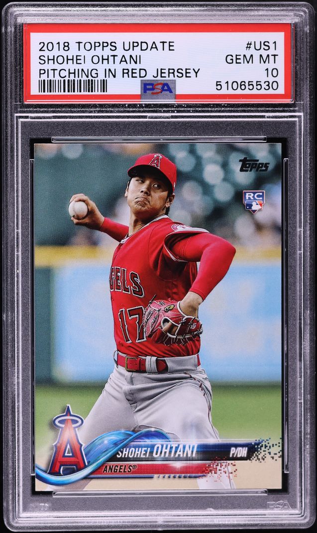 2018 Topps Update Pitching In Red Jersey Shohei Ohtani ROOKIE RC #US1 PSA 10 GEM