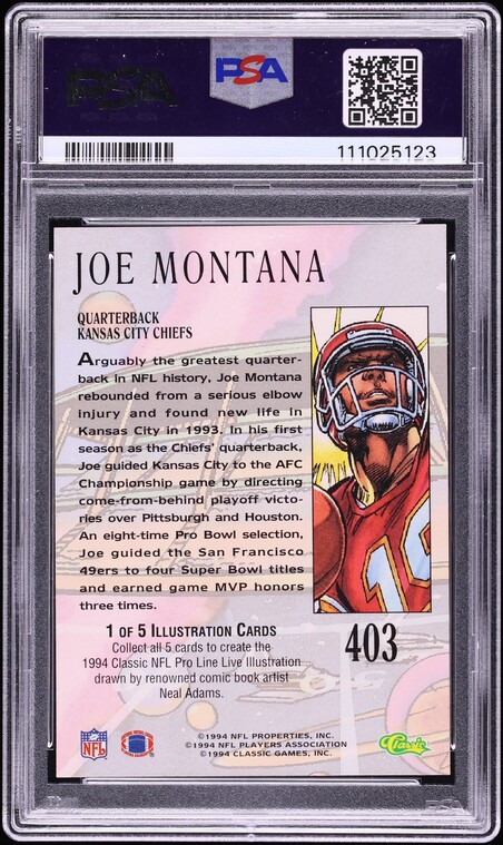 1994 Pro Line Live Joe Montana #403 PSA 10 GEM MINT