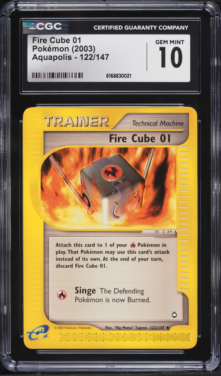 2003 Pokemon Aquapolis Fire Cube 01 #122 CGC 10 GEM MINT