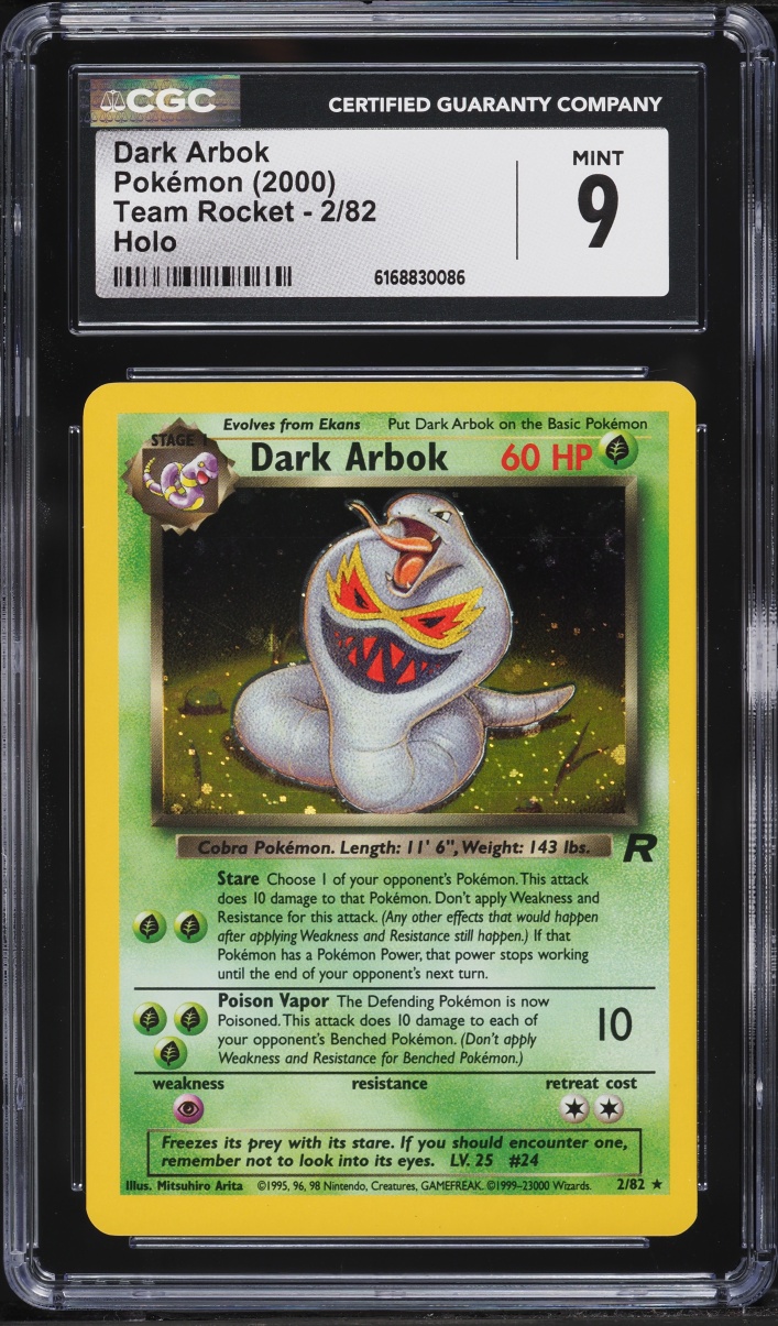 2000 Pokemon Team Rocket Holo Dark Arbok #2 CGC 9 MINT