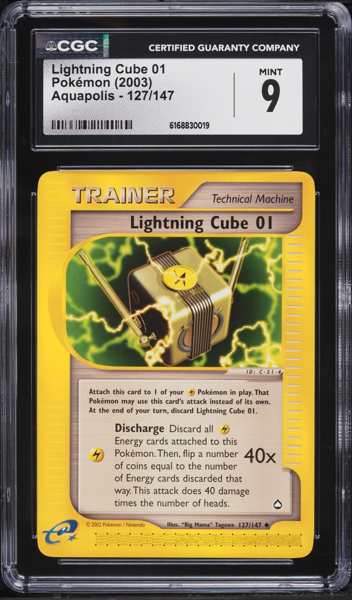 2003 Pokemon Aquapolis Lightning Cube 01 #127 CGC 9 MINT