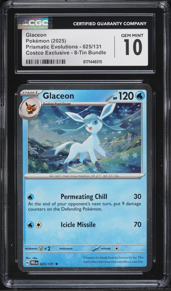 2025 Pokemon Scarlet & Violet Prismatic Evolutions Costco Exclusive Glaceon #25 CGC 10 GEM MINT