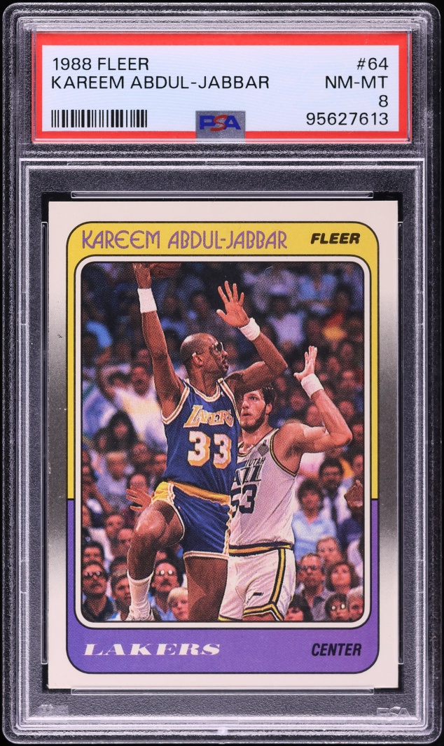1988 Fleer Basketball Kareem Abdul-Jabbar #64 PSA 8 NM-MT