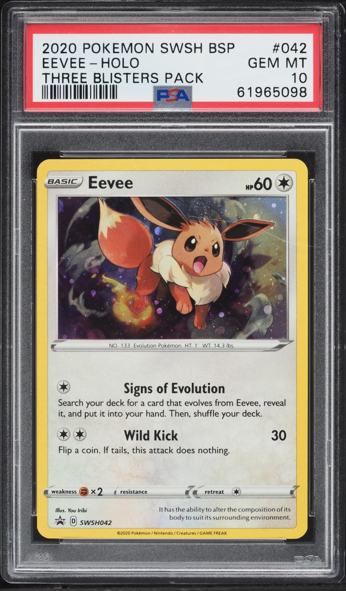 2020 Pokemon Sword & Shield Black Star Promo Holo Eevee #42 PSA 10 GEM MINT
