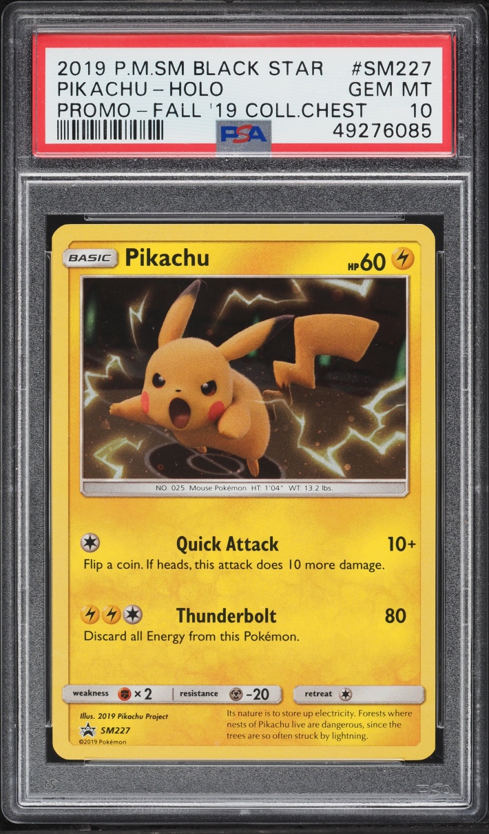 2019 Pokemon Sun & Moon Black Star Promo Collectors Chest Holo Pikachu #SM227 PSA 10 GEM MINT