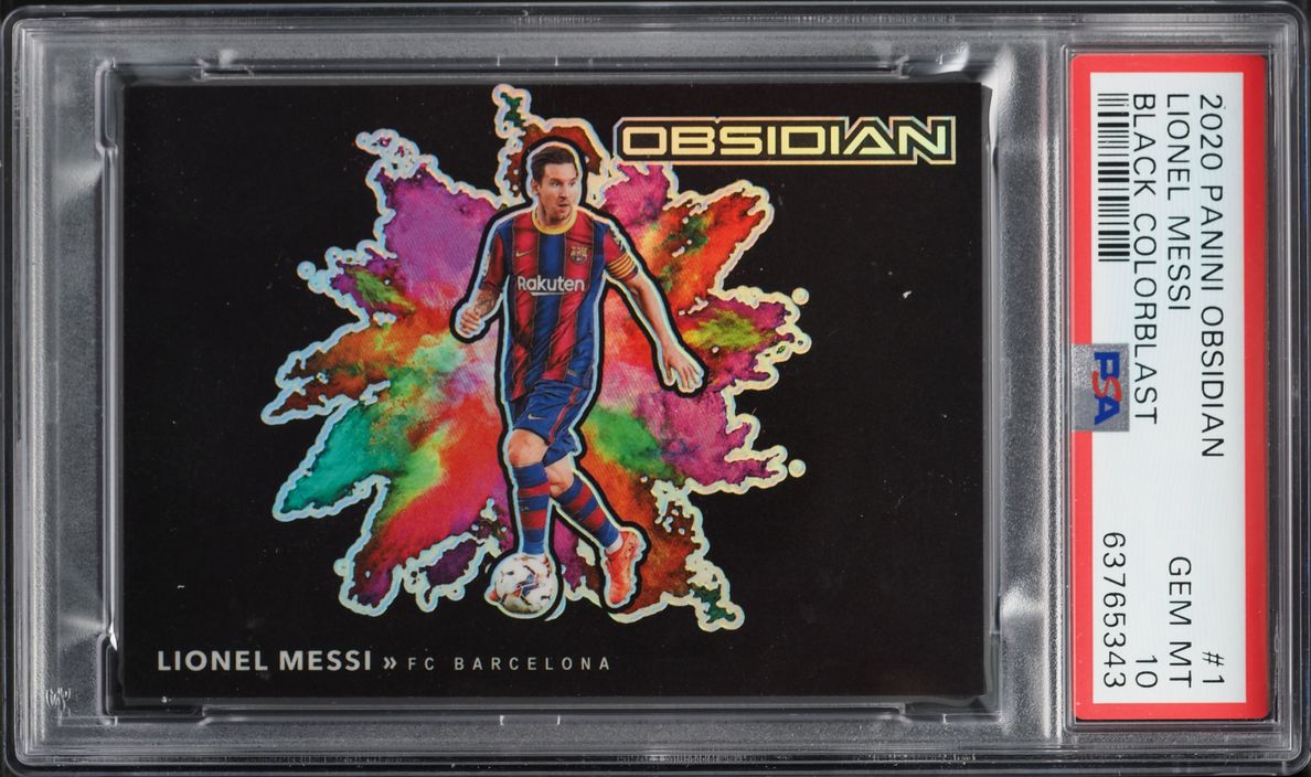 2020 Panini Obsidian Black Colorblast Lionel Messi #1 PSA 10 GEM MINT
