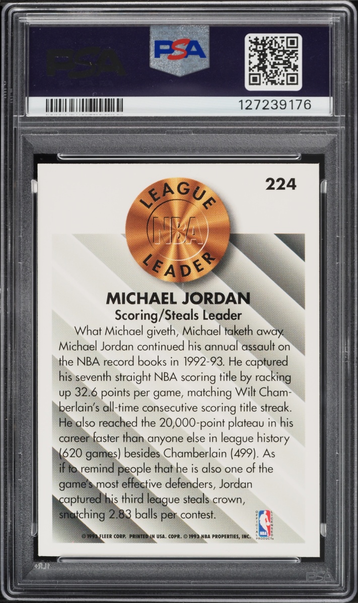 1993 Fleer Basketball Michael Jordan #224 PSA 10 GEM MINT - Photo 2