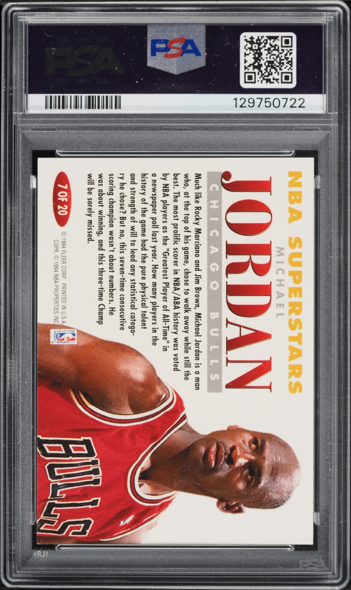 1993 Fleer NBA Superstars Michael Jordan #7 PSA 10 GEM MINT - Photo 2