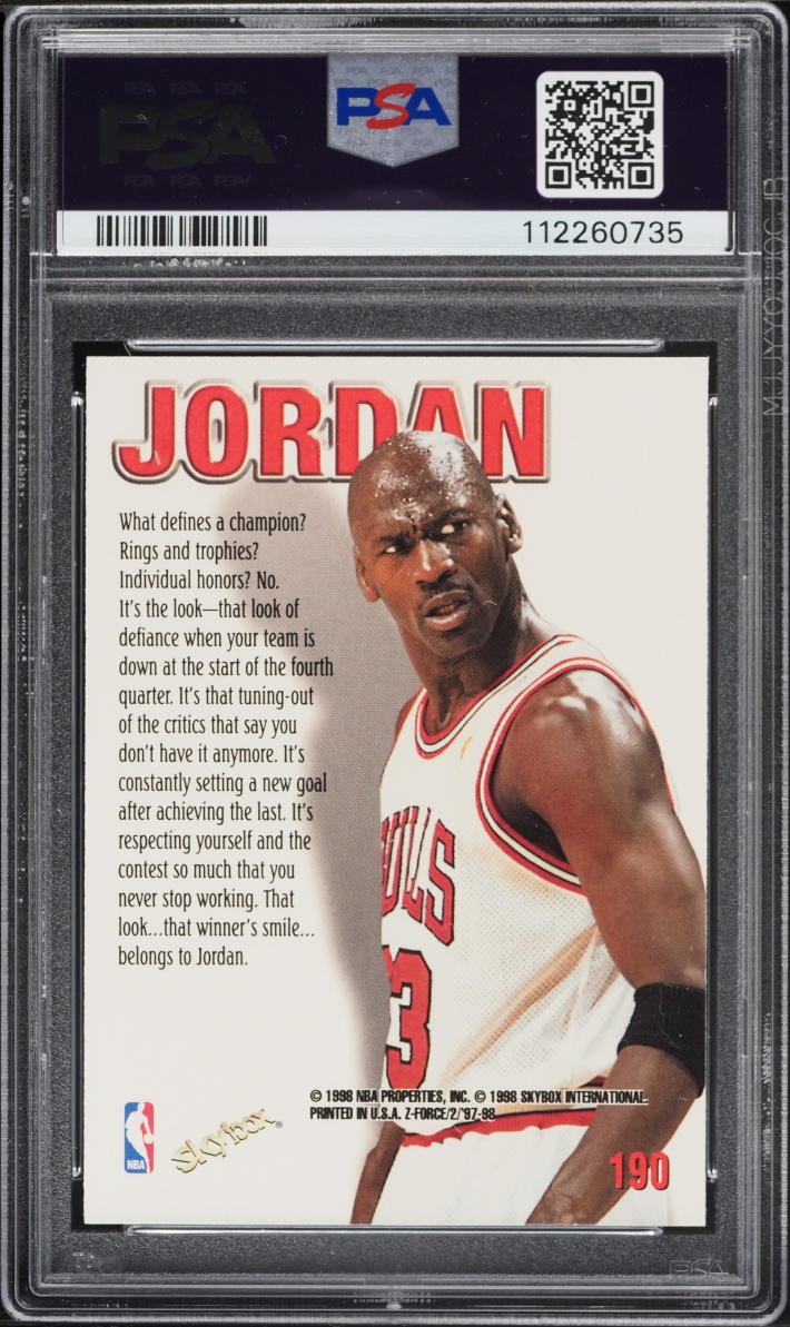 1997 Skybox Z-Force Michael Jordan #190 PSA 10 GEM MINT - Photo 2