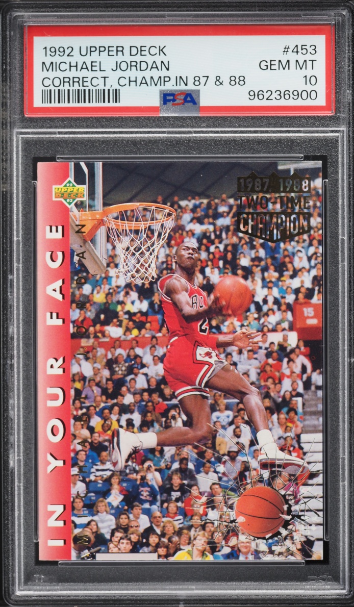 1992 Upper Deck Correct Champ In '87 & '88 Michael Jordan #453 PSA 10 GEM MINT