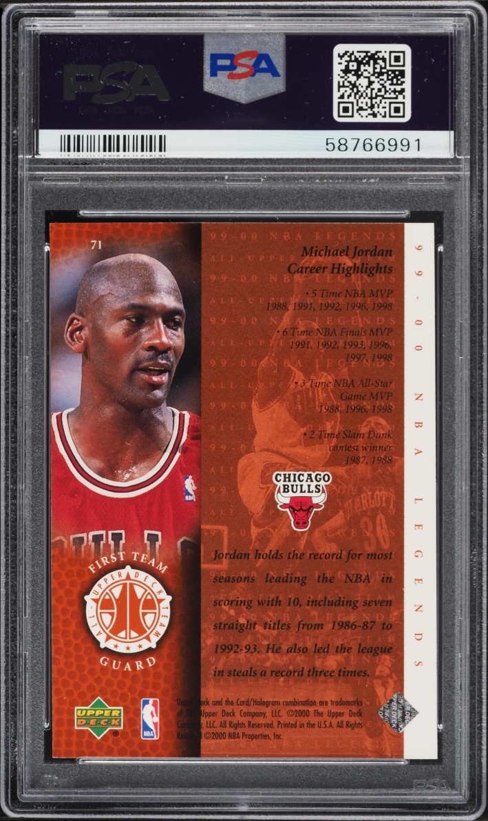 1999 Upper Deck Legends Michael Jordan #71 PSA 10 GEM MINT - Photo 2