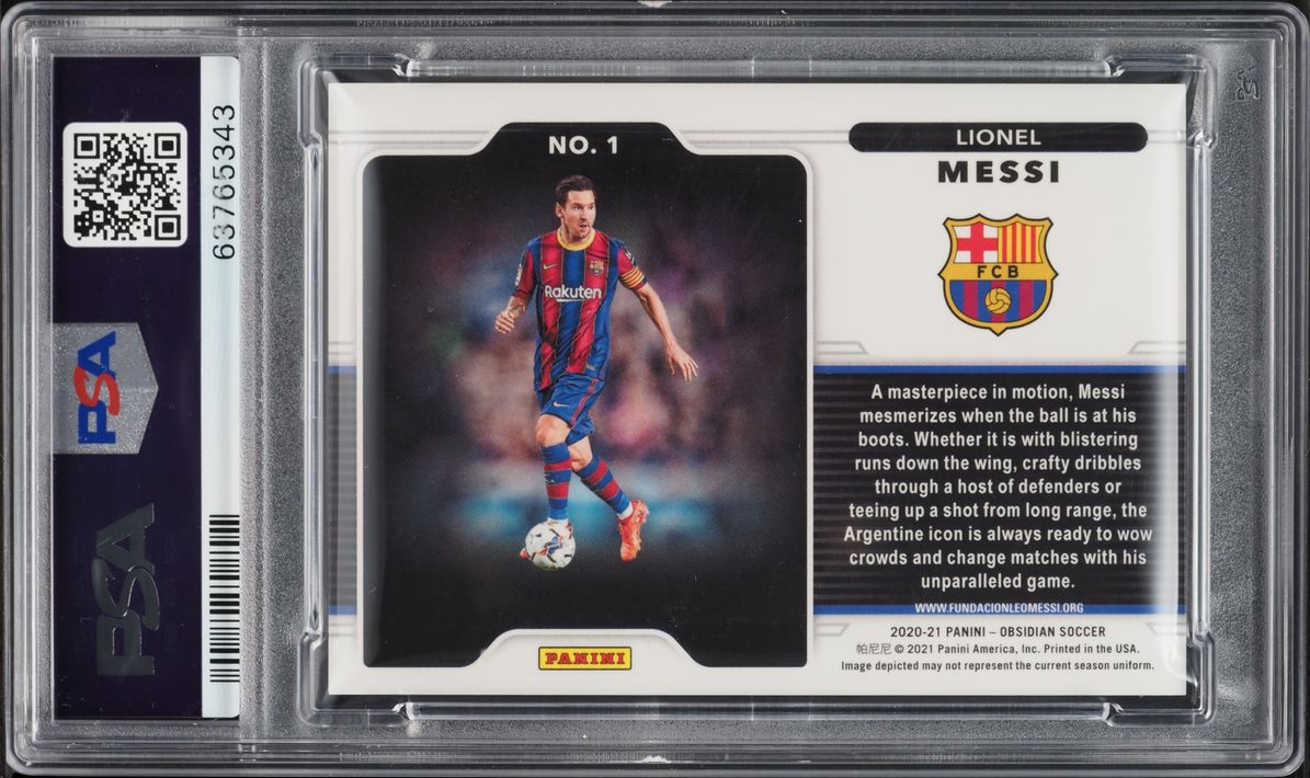 2020 Panini Obsidian Black Colorblast Lionel Messi #1 PSA 10 GEM MINT - Photo 2