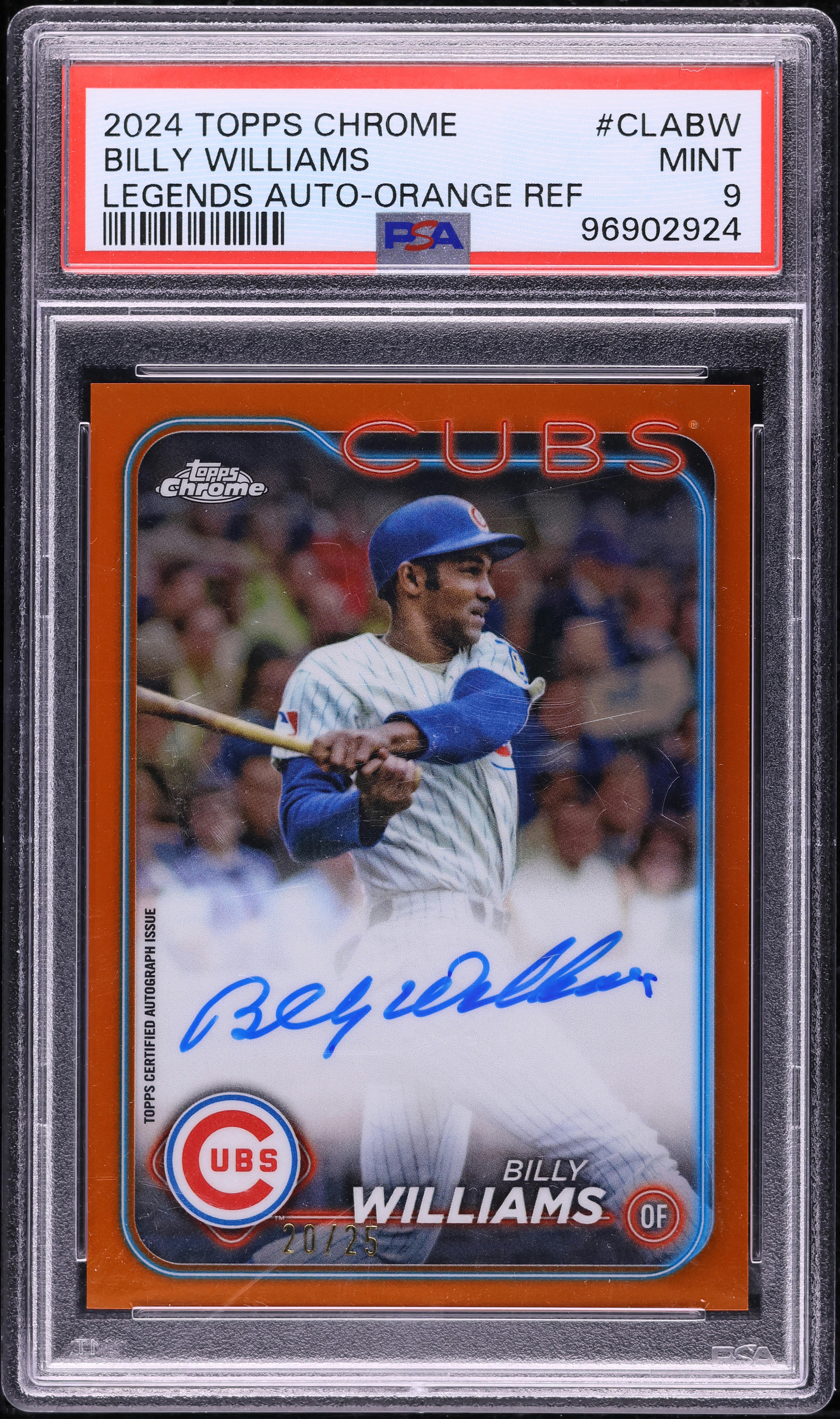 2024 Topps Chrome Legends Orange Refractor Billy Williams AUTO /25