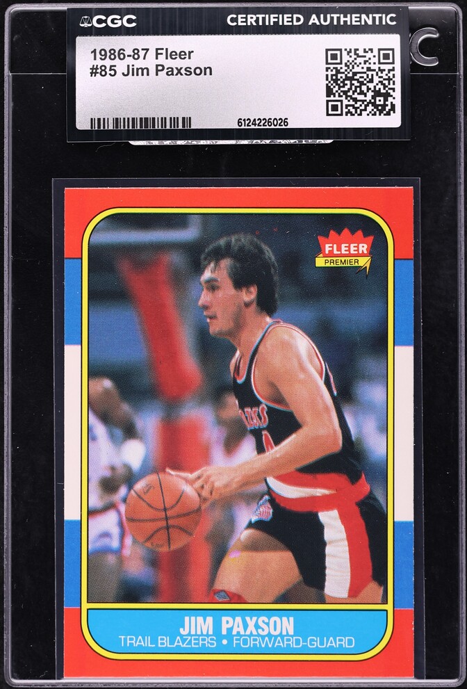 1986 Fleer Basketball Jim Paxson #85 CGC AUTH