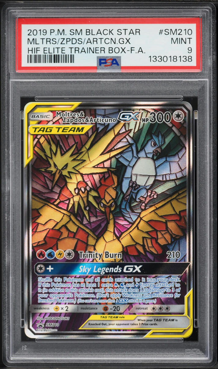2019 Pokemon SM Promo Hidden Fates Alt Art Moltres Zapdos Articuno GX #SM210 PSA 9 MINT