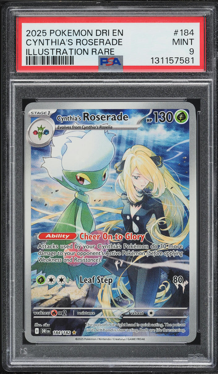 2025 Pokemon Scarlet & Violet Destined Rivals IR Cynthia's Roserade #184 PSA 9 MINT