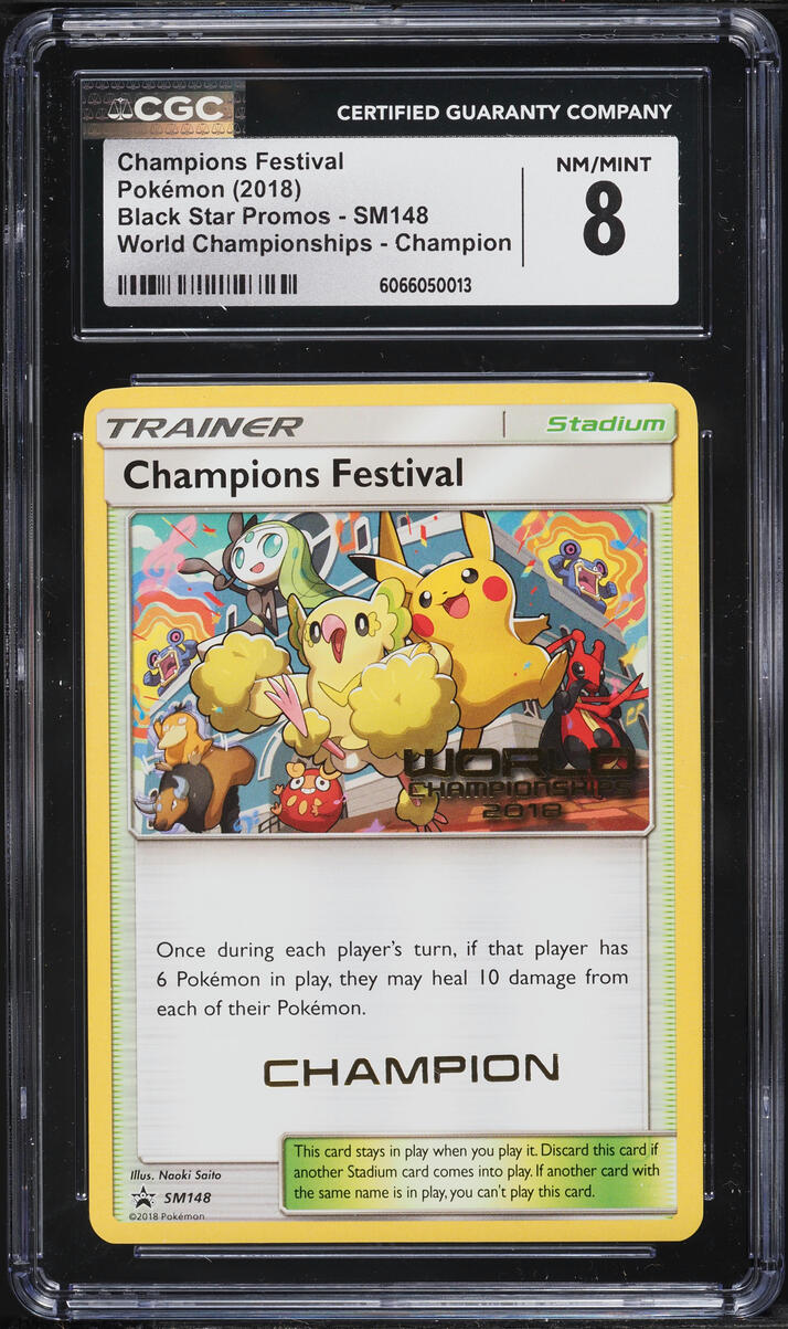 2018 Pokemon SM Promo World Championships Champion Card Champions Festival #SM148 CGC 8
