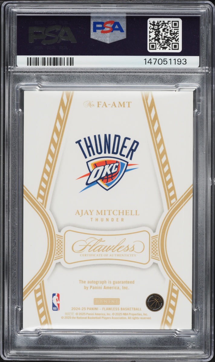 2024 Panini Flawless Emerald Ajay Mitchell ROOKIE AUTO /5 #FA-AMT PSA 9 MINT