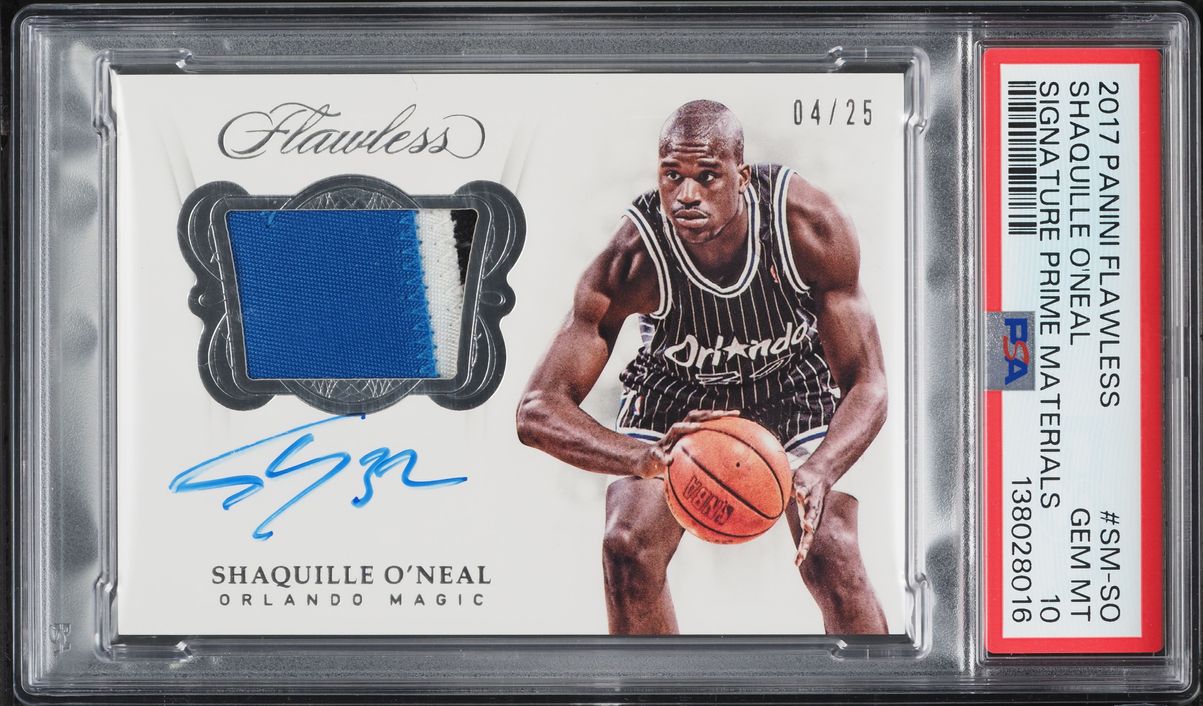2017 Panini Flawless Signature Prime Materials Shaquille O'Neal PATCH AUTO /25 #SM-SO PSA 10