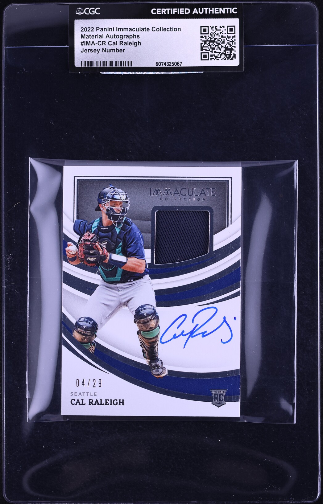 2022 Immaculate Collection Number Cal Raleigh ROOKIE PATCH AUTO /29 CGC ...