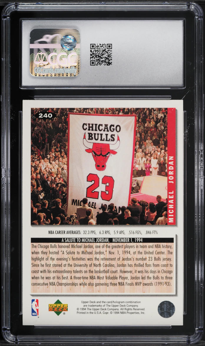 1994 Collector's Choice Michael Jordan #240 CGC 10 GEM MINT