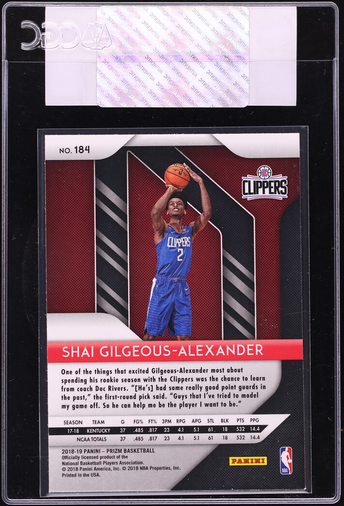 2018 Panini Prizm Pink Ice Shai Gilgeous-Alexander ROOKIE #184 CGC AUTH