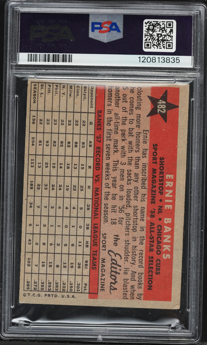 1958 Topps All Star Ernie Banks #482 PSA 3 VG