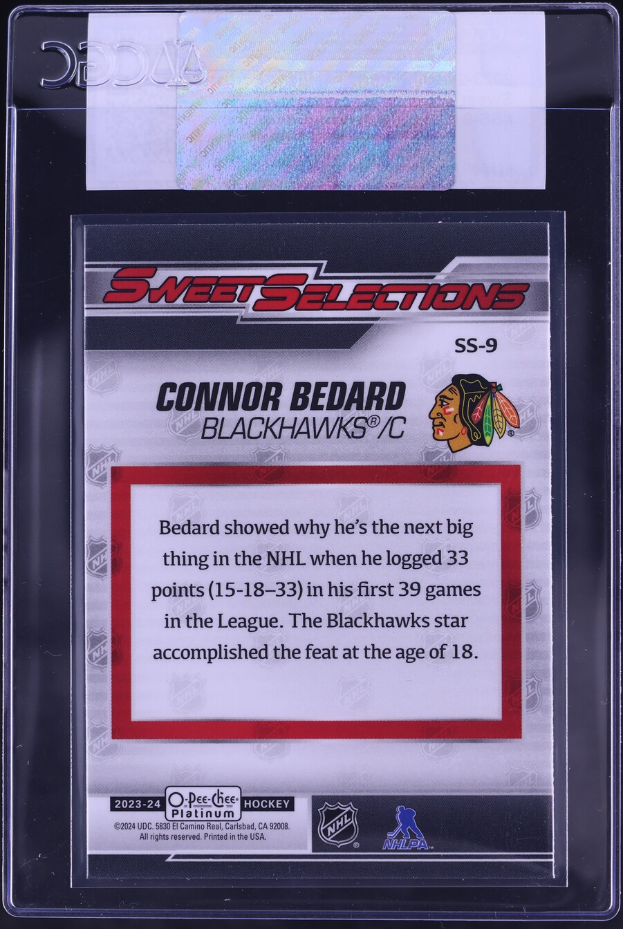 2023 O-Pee-Chee Platinum Sweet Selections Connor Bedard ROOKIE #SS-9 CGC AUTH