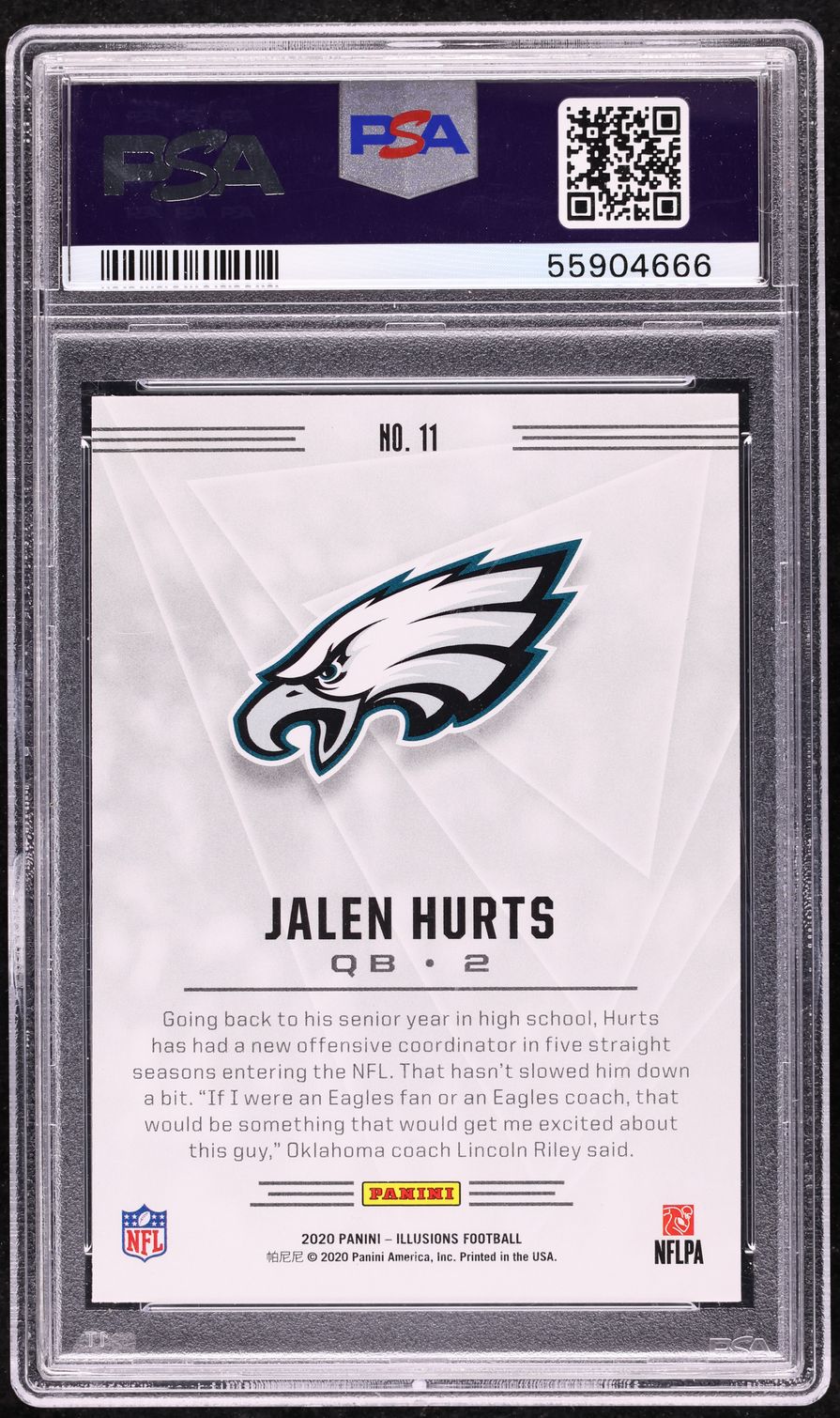 2020 Panini Illusions Trophy Collection Emerald Jalen Hurts ROOKIE #11 PSA 10