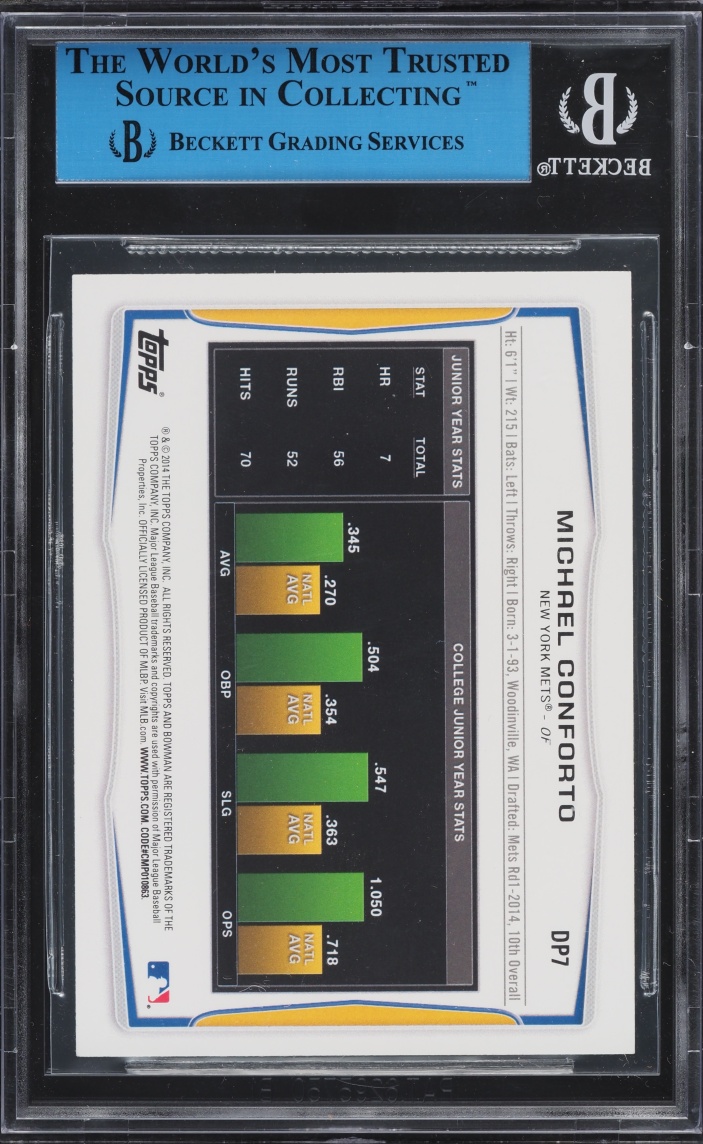 2014 Bowman Draft Michael Conforto PROSPECT AUTO #DP7 JSA BGS AUTH