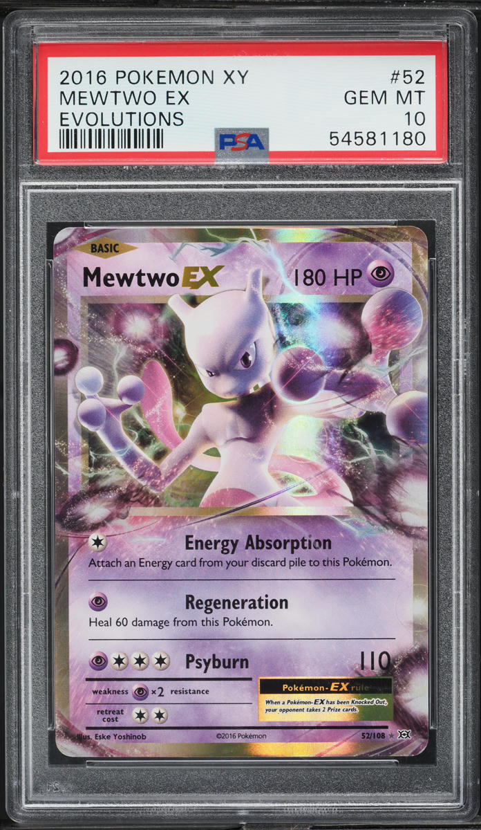 2016 Pokemon XY Evolutions Holo Mewtwo EX #52 PSA 10 GEM MINT