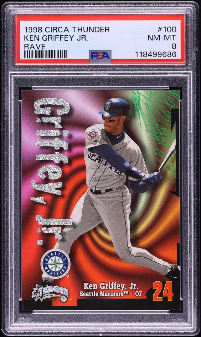 1998 Skybox Circa Thunder Rave Ken Griffey Jr. /150 #100 PSA 8 NM-MT