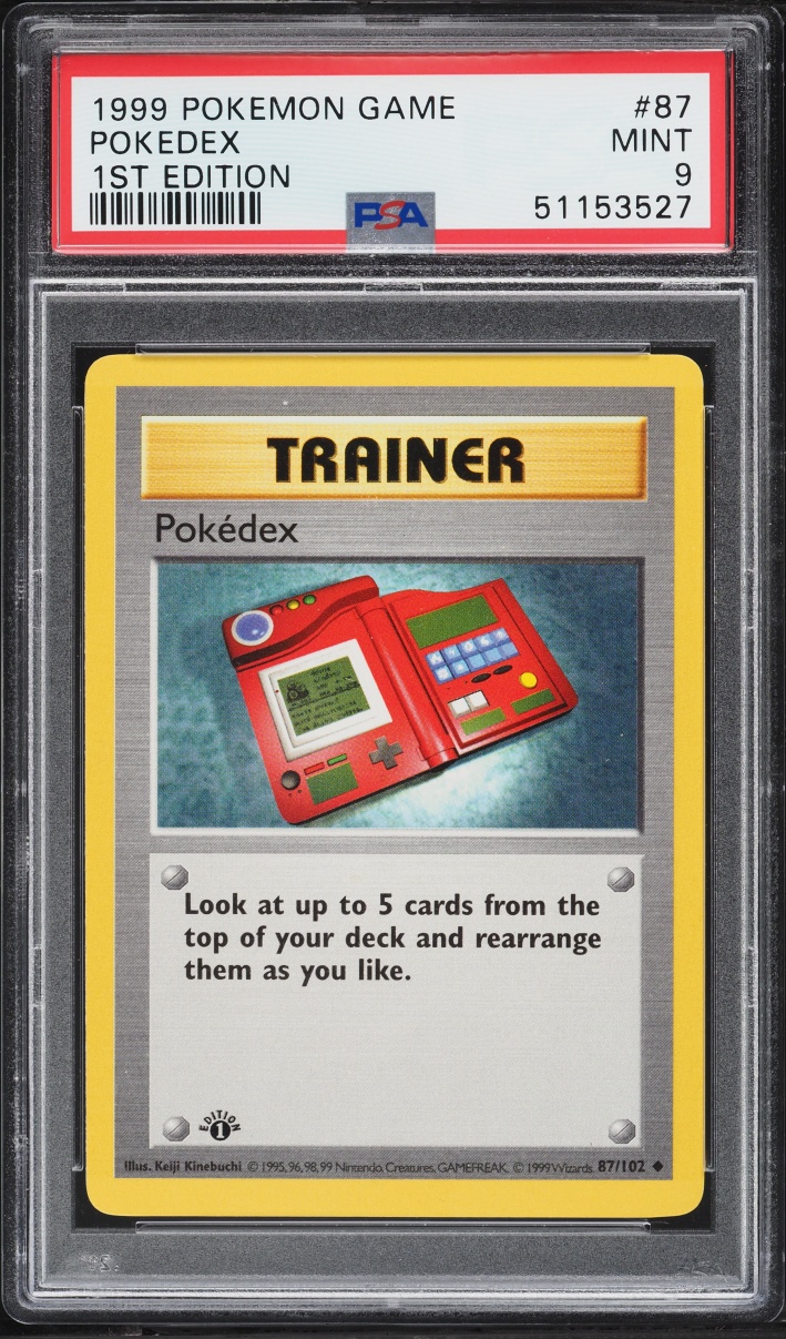 1999 Pokemon Base Set Shadowless 1st Edition Pokedex #87 PSA 9 MINT