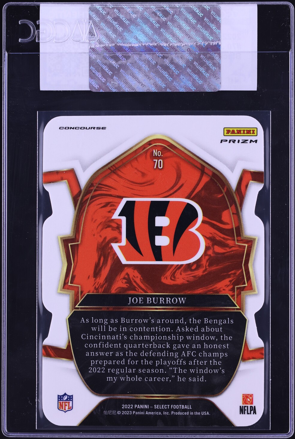 2022 Select Concourse Black & Green Die-Cut Joe Burrow #70 CGC AUTH