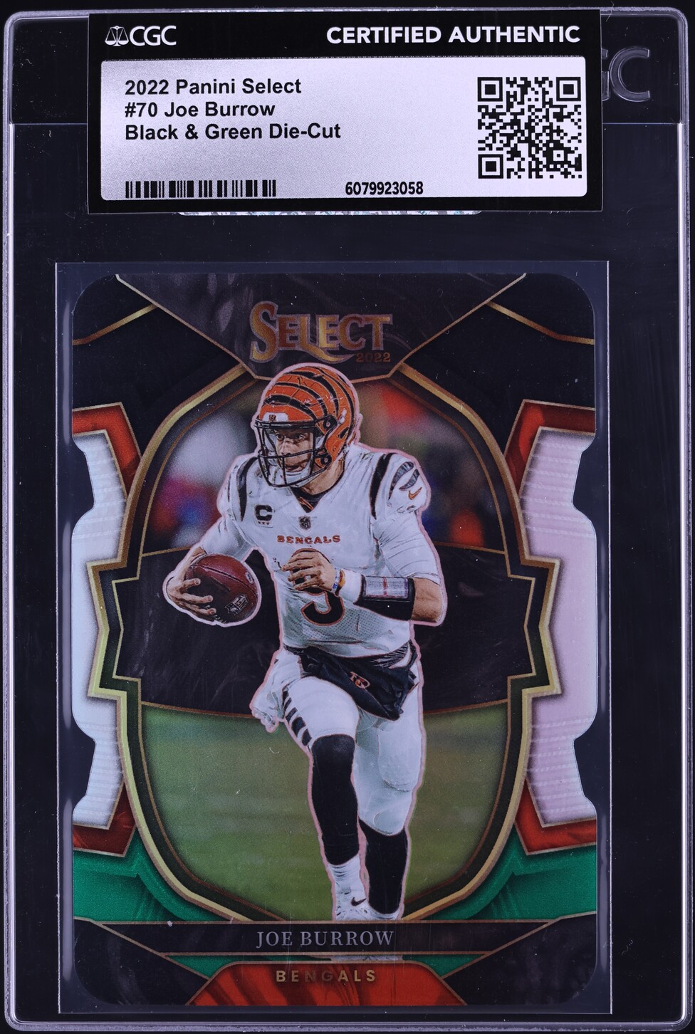 2022 Select Concourse Black & Green Die-Cut Joe Burrow #70 CGC AUTH