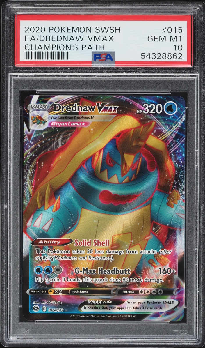 2020 Pokemon Sword & Shield Champion's Path Full Art Drednaw VMAX #015 PSA 10 GEM MINT