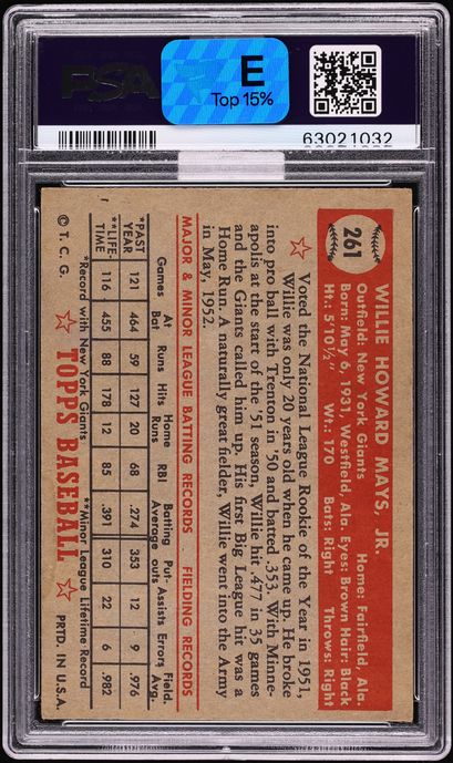 1952 Topps Willie Mays #261 MBA PSA 4 VGEX