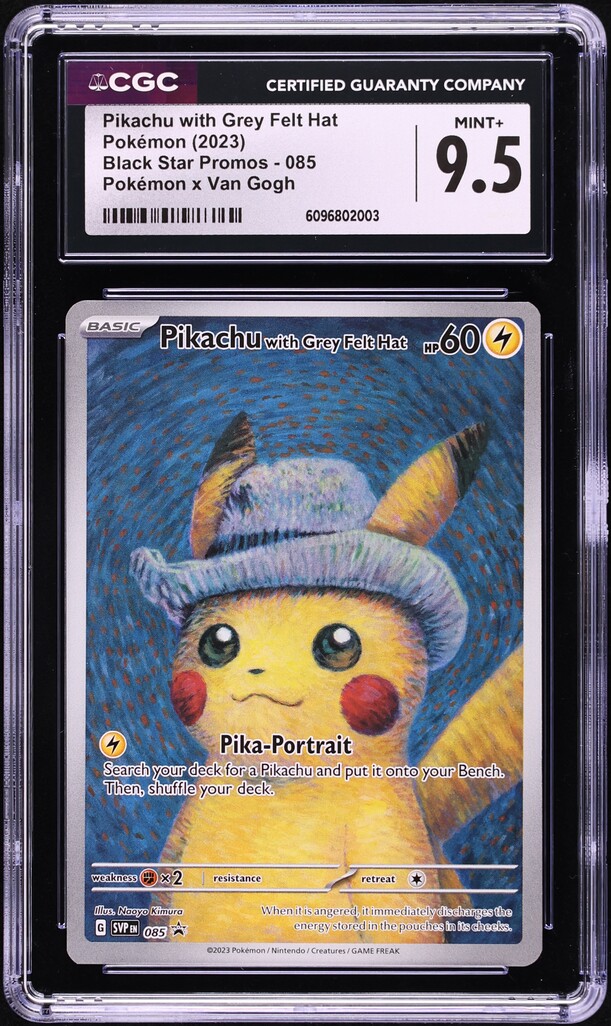 2023 Pokémon Pikachu with Grey Felt Hat 2023 Pokemon Scarlet & Violet Promo Van Gogh Pikachu With Grey