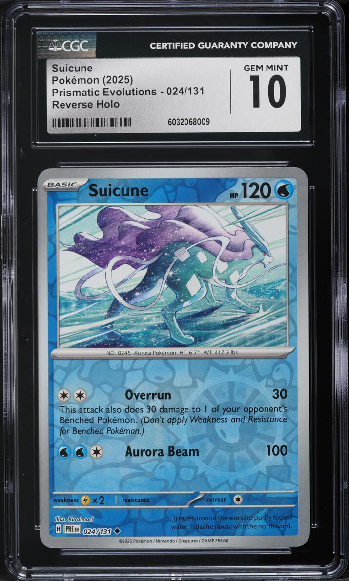 2025 Pokemon SV Prismatic Evolutions Reverse Holo Suicune #24 CGC 10 GEM MINT