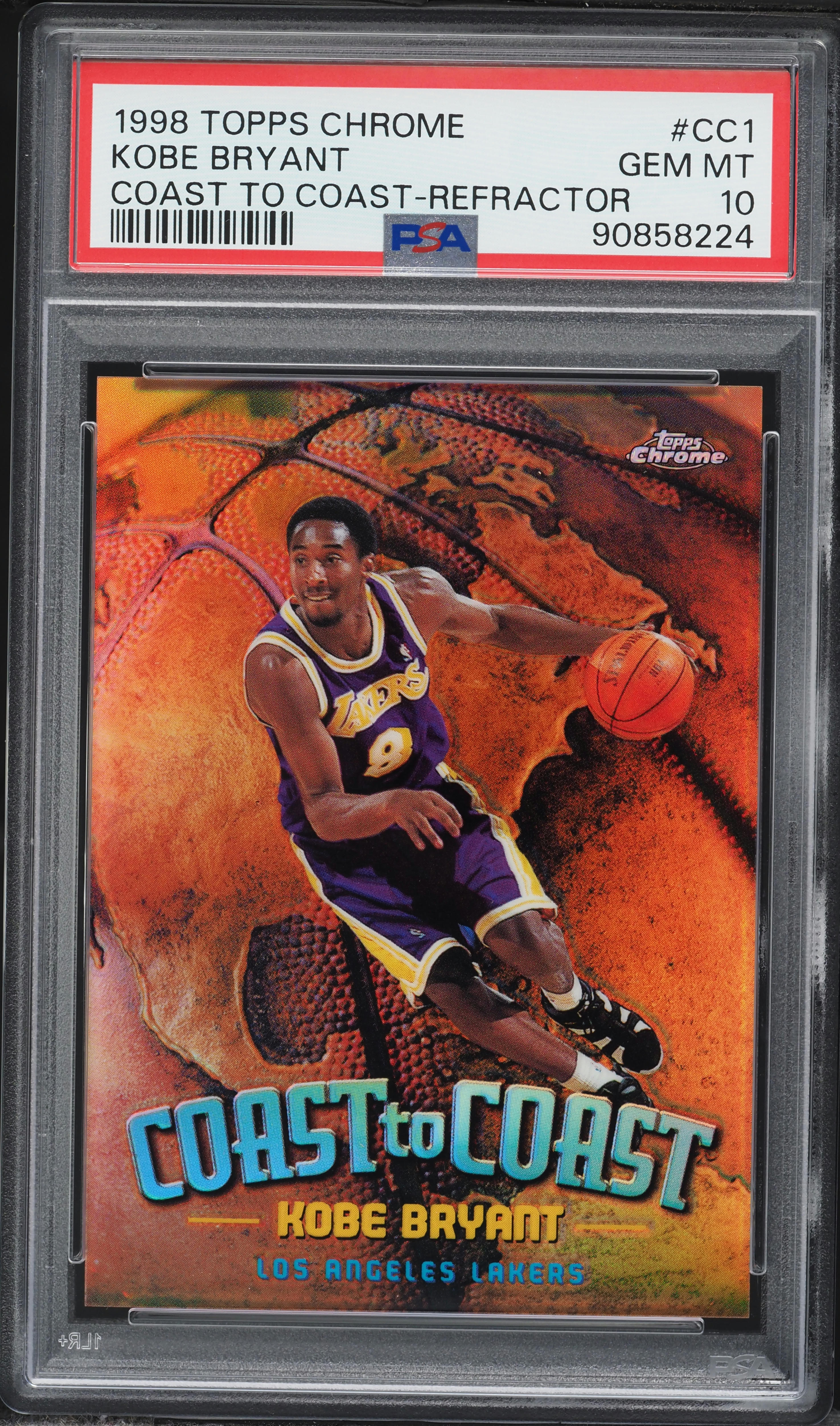 1998 Topps Chrome Coast To Coast Refractor Kobe Bryant #CC1 PSA 10